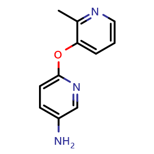 Chemical structure of 6-((2-methylpyridin-3-yl)oxy)pyridin-3-amine , CAS 181633-42-1, AChemBlock X188448