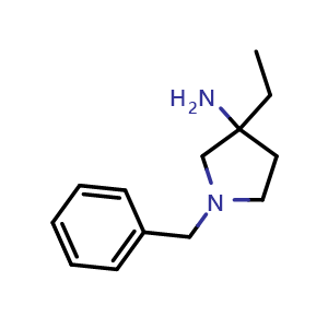 Chemical structure of 1-benzyl-3-ethyl-pyrrolidin-3-amine , CAS 914916-20-4, AChemBlock X188466