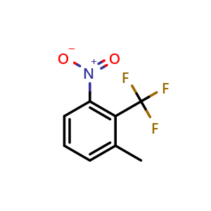 Chemical structure of 1-methyl-3-nitro-2-(trifluoromethyl)benzene , CAS 112641-21-1, AChemBlock X188467