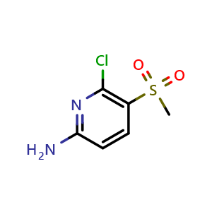 Chemical structure of 6-Chloro-5-(methylsulfonyl)pyridin-2-amine , CAS 2417919-41-4, AChemBlock X188483