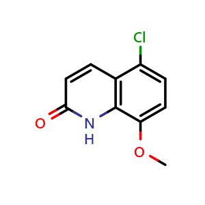 Chemical structure of 5-chloro-8-methoxyquinolin-2(1H)-one , CAS 917835-32-6, AChemBlock X188505