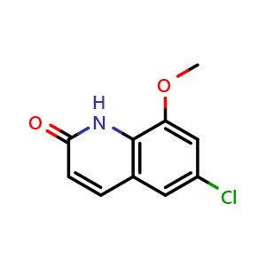 Chemical structure of 6-chloro-8-methoxyquinolin-2(1H)-one , CAS 2101658-59-5, AChemBlock X188506