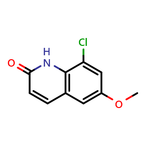 Chemical structure of 8-chloro-6-methoxyquinolin-2(1H)-one , CAS 2101658-58-4, AChemBlock X188507