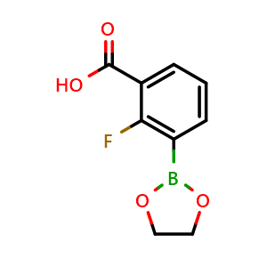 Chemical structure of 3-(1,3,2-dioxaborolan-2-yl)-2-fluorobenzoic acid , AChemBlock X188509