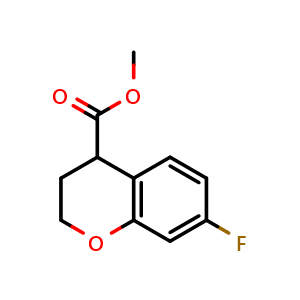 Chemical structure of methyl 7-fluorochromane-4-carboxylate , CAS 1202889-74-4, AChemBlock X188512