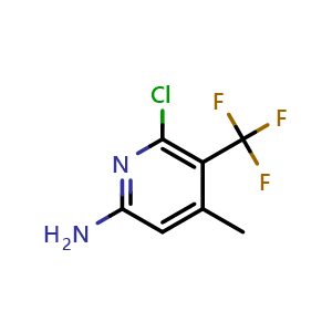 Chemical structure of 6-chloro-4-methyl-5-(trifluoromethyl)pyridin-2-amine , CAS 2417920-99-9, AChemBlock X188514