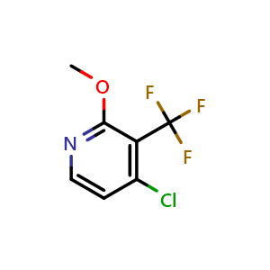 Chemical structure of 4-chloro-2-methoxy-3-(trifluoromethyl)pyridine , CAS 1227563-94-1, AChemBlock X188519