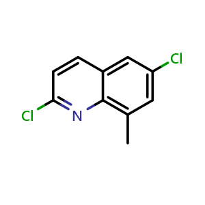Chemical structure of 2,6-dichloro-8-methylquinoline , CAS 857763-18-9, AChemBlock X188527