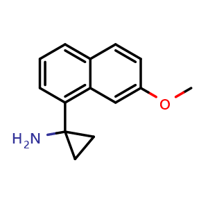Chemical structure of 1-(7-Methoxy-1-naphthyl)cyclopropanamine , CAS 1784934-11-7, AChemBlock X188550