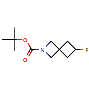 Chemical structure of tert-butyl 6-fluoro-2-azaspiro[3.3]heptane-2-carboxylate , CAS 2059985-97-4, AChemBlock X188568