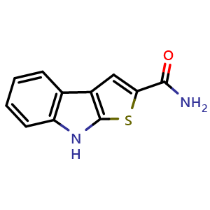 Chemical structure of 8H-thieno[2,3-b]indole-2-carboxamide , CAS 748133-81-5, AChemBlock X188581