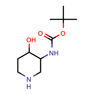 Chemical structure of 3-(Boc-amino)piperidin-4-ol , CAS 959759-30-9, AChemBlock X188582