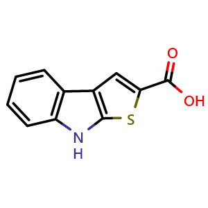 Chemical structure of 8H-Thieno[2,3-b]indole-2-carboxylic acid , CAS 1368230-87-8, AChemBlock X188590