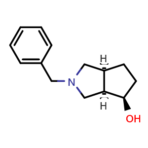 Chemical structure of (3aR,4R,6aS)-2-benzyloctahydrocyclopenta[c]pyrrol-4-ol , CAS 1228029-77-3, AChemBlock X188596