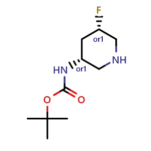 Chemical structure of tert-butyl (Cis)-5-fluoropiperidin-3-ylcarbamate , AChemBlock X188607