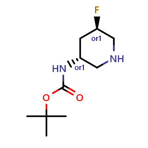 Chemical structure of tert-butyl (Trans)-5-fluoropiperidin-3-ylcarbamate , AChemBlock X188608