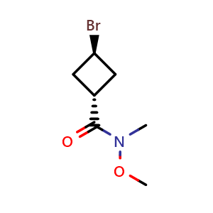 Chemical structure of trans--3-bromo-N-methoxy-N-methylcyclobutane-1-carboxamide , AChemBlock X188639