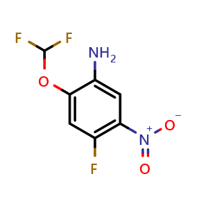 Chemical structure of 2-(difluoromethoxy)-4-fluoro-5-nitroaniline , CAS 1865729-77-6, AChemBlock X188640