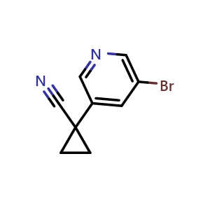 Chemical structure of 1-(5-bromopyridin-3-yl)cyclopropane-1-carbonitrile , CAS 1272357-22-8, AChemBlock X188647