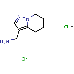 Chemical structure of 4,5,6,7-tetrahydropyrazolo[1,5-a]pyridin-3-ylmethanamine dihydrochloride , CAS 2137914-62-4, AChemBlock X188657