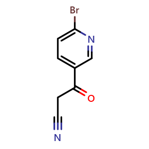 Chemical structure of 3-(6-bromopyridin-3-yl)-3-oxopropanenitrile , CAS 2035416-87-4, AChemBlock X188666
