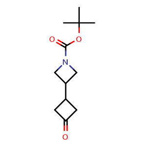 Chemical structure of tert-butyl 3-(3-oxocyclobutyl)azetidine-1-carboxylate , CAS 2167190-21-6, AChemBlock X188673