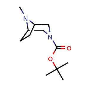 Chemical structure of tert-butyl 8-methyl-3,8-diazabicyclo[3.2.1]octane-3-carboxylate , CAS 1639111-11-7, AChemBlock X188682