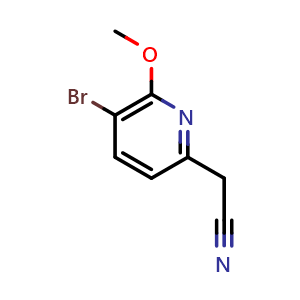 Chemical structure of 2-(5-bromo-6-methoxypyridin-2-yl)acetonitrile , CAS 1206775-56-5, AChemBlock X188685