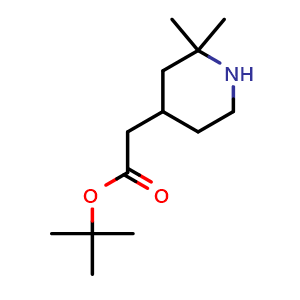 Chemical structure of (2,2-Dimethyl-piperidin-4-yl)-acetic acid tert-butyl ester , CAS 2639409-37-1, AChemBlock X188693