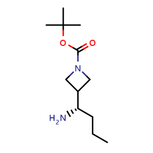 Chemical structure of tert-butyl 3-[(1S)-1-aminobutyl]azetidine-1-carboxylate , CAS 2920197-69-7, AChemBlock X188703