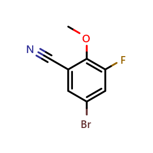 Chemical structure of 5-bromo-3-fluoro-2-methoxybenzonitrile , CAS 1247885-38-6, AChemBlock X188714
