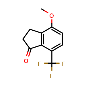 Chemical structure of 4-methoxy-7-(trifluoromethyl)-2,3-dihydro-1H-inden-1-one , CAS 1092347-86-8, AChemBlock X188716