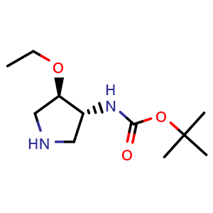 Chemical structure of tert-butyl N-[(3R,4R)-4-ethoxypyrrolidin-3-yl]carbamate , CAS 2918775-63-8, AChemBlock X188718