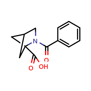 Chemical structure of 2-benzoyl-2-azabicyclo[2.1.1]hexane-1-carboxylic acid , CAS 1909336-08-8, AChemBlock X188725