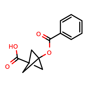 Chemical structure of 3-benzoyloxybicyclo[1.1.1]pentane-1-carboxylic acid , CAS 2095495-79-5, AChemBlock X188736