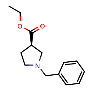 Chemical structure of ethyl (R)-1-benzylpyrrolidine-3-carboxylate , CAS 2382227-80-5, AChemBlock X188750