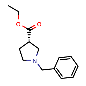 Chemical structure of ethyl (S)-1-benzylpyrrolidine-3-carboxylate , CAS 351370-96-2, AChemBlock X188751