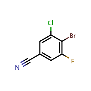 Chemical structure of 4-bromo-3-chloro-5-fluorobenzonitrile , CAS 1427439-38-0, AChemBlock X188762