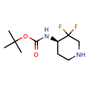 Chemical structure of tert-butyl (R)-(3,3-difluoropiperidin-4-yl)carbamate , CAS 2198242-16-7, AChemBlock X188781
