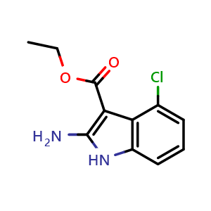 Chemical structure of ethyl 2-amino-4-chloro-1H-indole-3-carboxylate , CAS 1126602-44-5, AChemBlock X188805