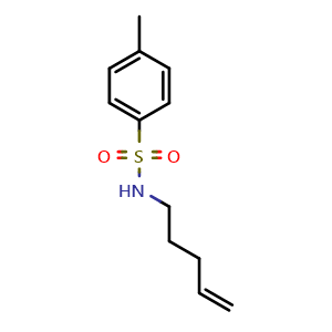 Chemical structure of 4-methyl-N-(pent-4-en-1-yl)benzenesulfonamide , CAS 81097-24-7, AChemBlock X188815