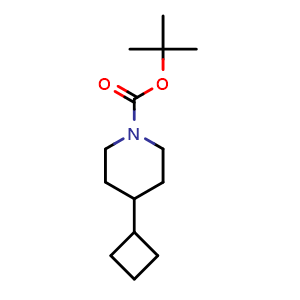 Chemical structure of 4-Cyclobutyl-piperidine-1-carboxylic acid tert-butyl ester , CAS 1809353-51-2, AChemBlock X188816