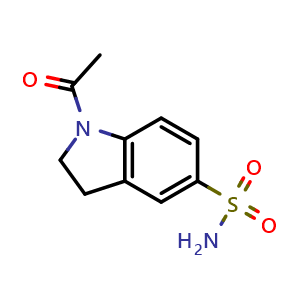 Chemical structure of 1-Acetyl-2,3-dihydro-1H-indole-5-sulfonic acid amide , CAS 3264-38-8, AChemBlock X188826