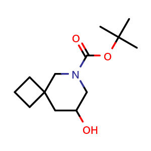 Chemical structure of 8-Hydroxy-6-aza-spiro[3.5]nonane-6-carboxylic acid tert-butyl ester , CAS 2287279-72-3, AChemBlock X188834