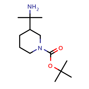 Chemical structure of tert-Butyl 3-(2-aminopropan-2-yl)piperidine-1-carboxylate , CAS 1368148-56-4, AChemBlock X188840