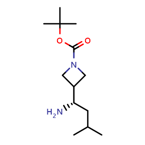 Chemical structure of tert-butyl 3-[(1S)-1-amino-3-methyl-butyl]azetidine-1-carboxylate , CAS 2920206-96-6, AChemBlock X188841