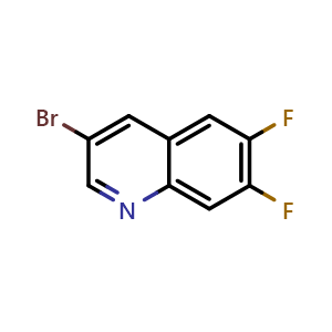 Chemical structure of 3-bromo-6,7-difluoro-quinoline , CAS 1841081-70-6, AChemBlock X188852