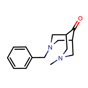 Chemical structure of 3-benzyl-7-methyl-3,7-diazabicyclo[3.3.1]nonan-9-one , CAS 58324-92-8, AChemBlock X188862