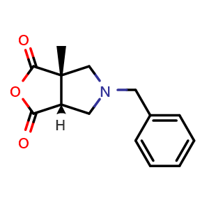 Chemical structure of cis-5-benzyl-3a-methyl-6,6a-dihydro-4H-furo[3,4-c]pyrrole-1,3-dione , CAS 2095349-55-4, AChemBlock X188871