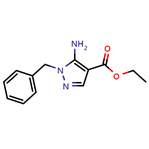 Chemical structure of ethyl 5-amino-1-benzyl-pyrazole-4-carboxylate , CAS 19867-62-0, AChemBlock X188872